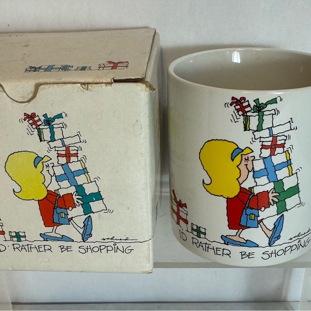 Vintage Russ Berrie Mug w/ Box I’d Rather Be Shopping 8267 Korea PLEASE READ